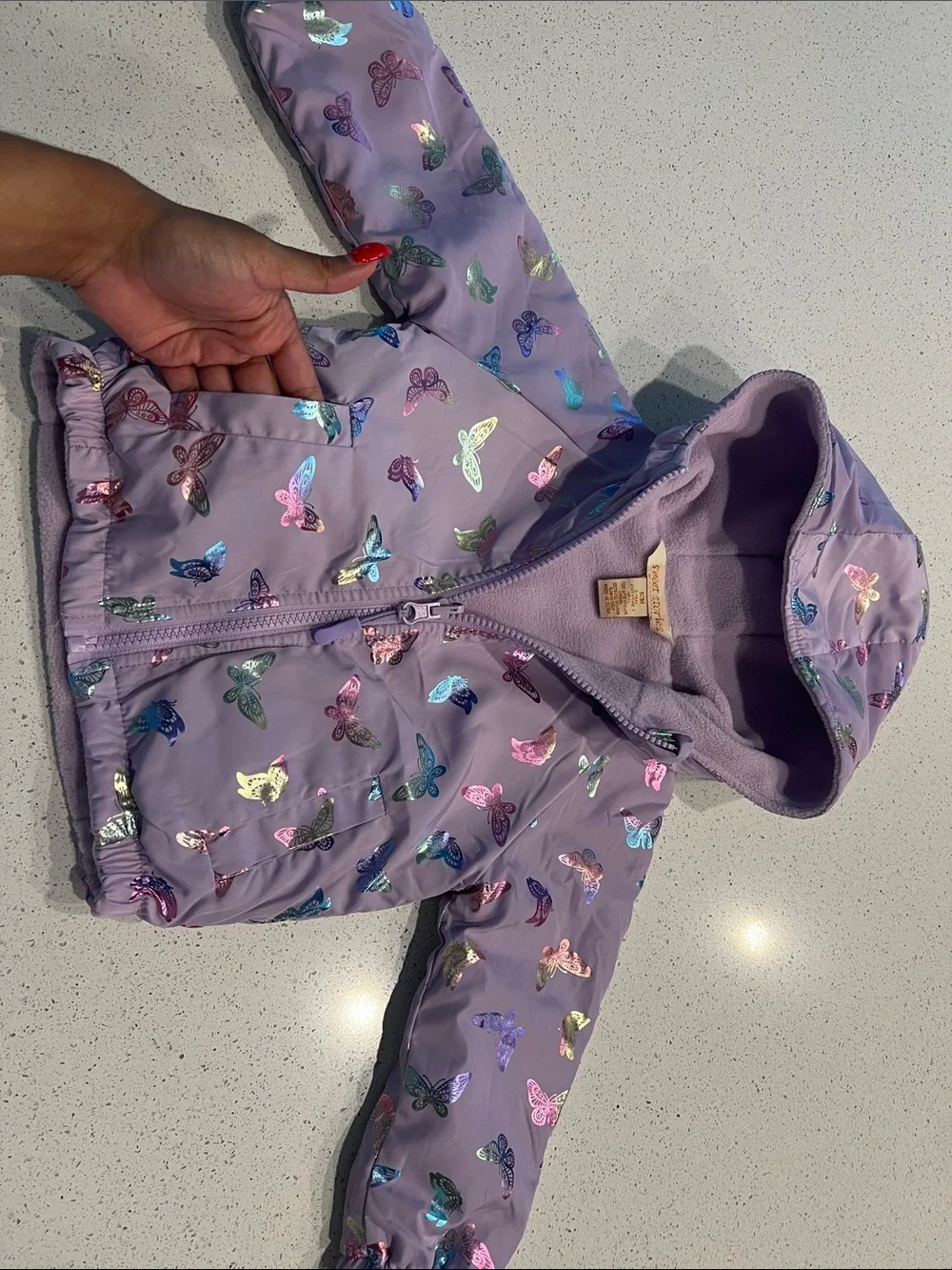 5/$35 NWOT Purple Butterfly Hooded Jacket (never used) 18 months old baby girl
